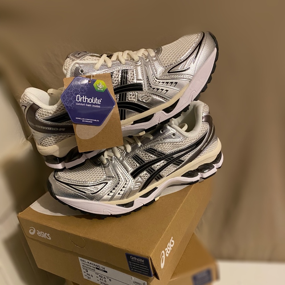 ASICS Metallic Silver and Black Sneakers